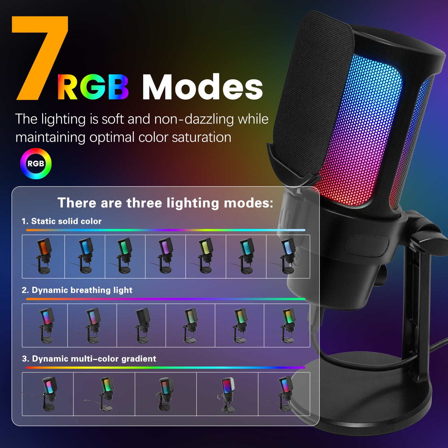 VCOM RGB USB Microphone-Black