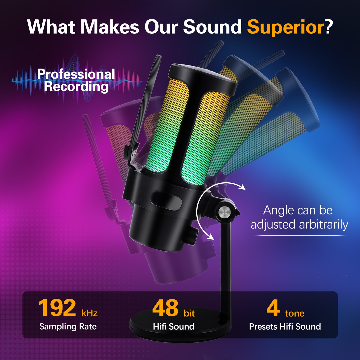 VCOM RGB USB Microphone-Black