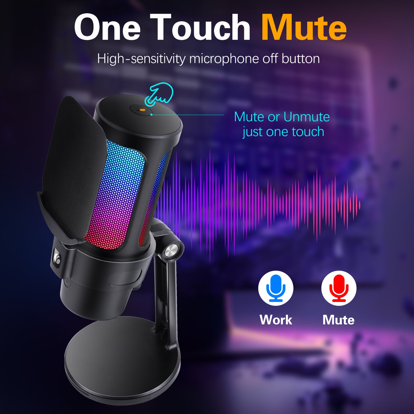 VCOM RGB USB Microphone-Black