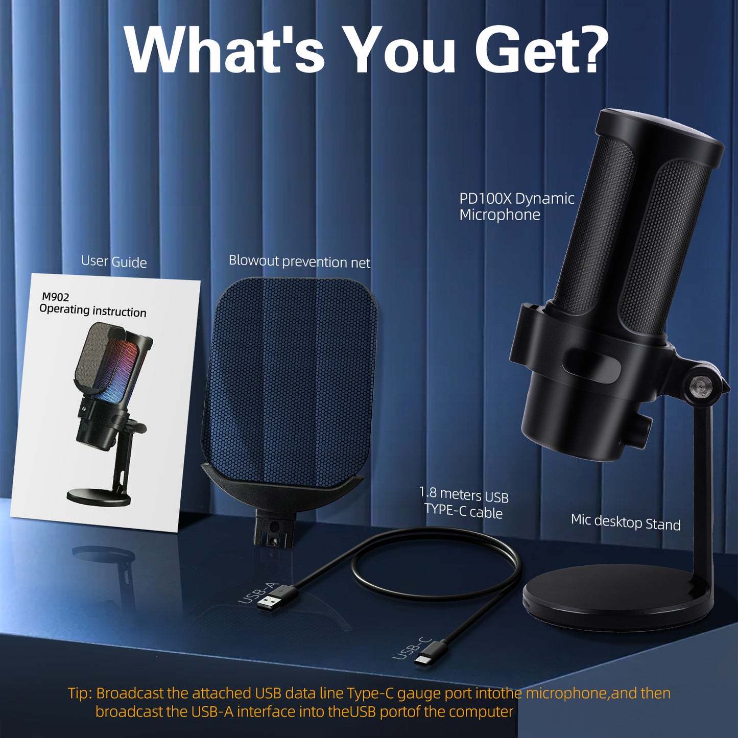 VCOM RGB USB Microphone-Black