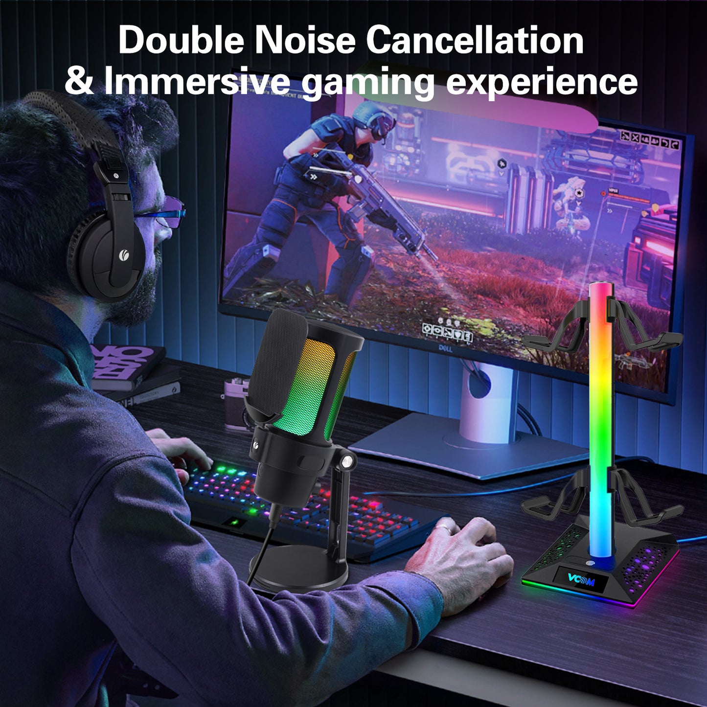 VCOM RGB USB Microphone-Black