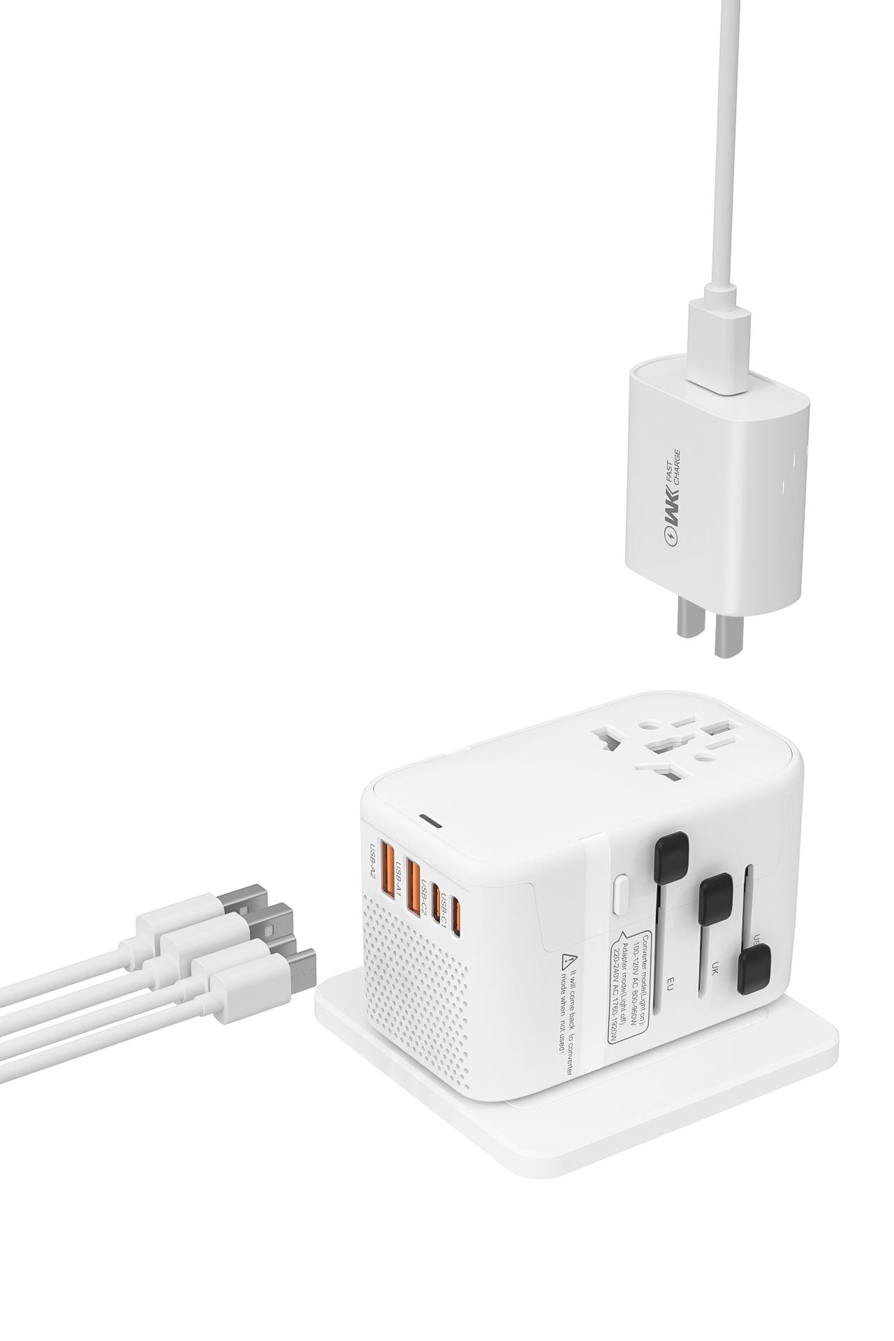 VCOM Dual Mode Travel Adapter with USB Fast Charging – For 100–240V Dual Voltage Devices