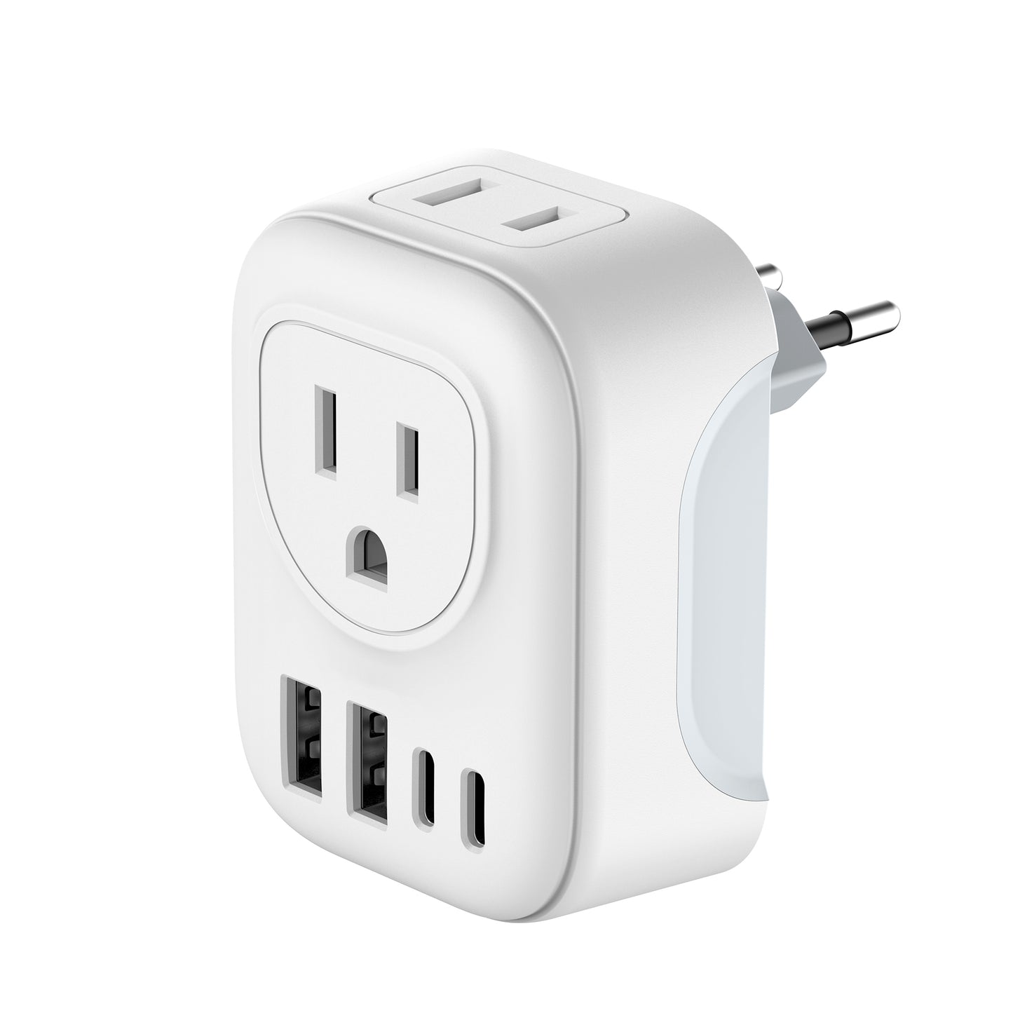 VCOM Travel Adapter Pro - 6-in-1 Compact Wall Charger (2 USB-A + 2 USB-C) w/ Safety Case