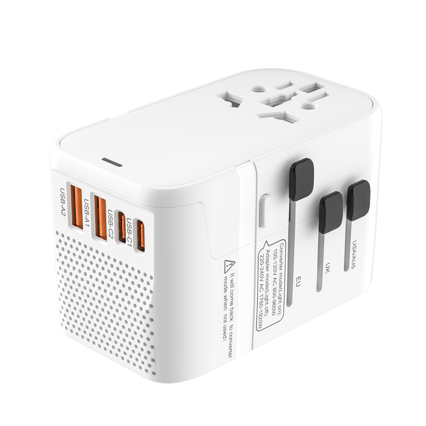 VCOM Dual Mode Travel Adapter with USB Fast Charging – For 100–240V Dual Voltage Devices