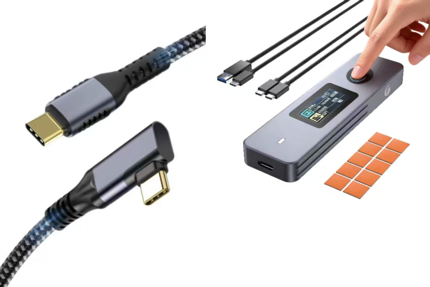 VCOM Right Angle USB4 Cable & Fingerprint Encrypted Enclosure