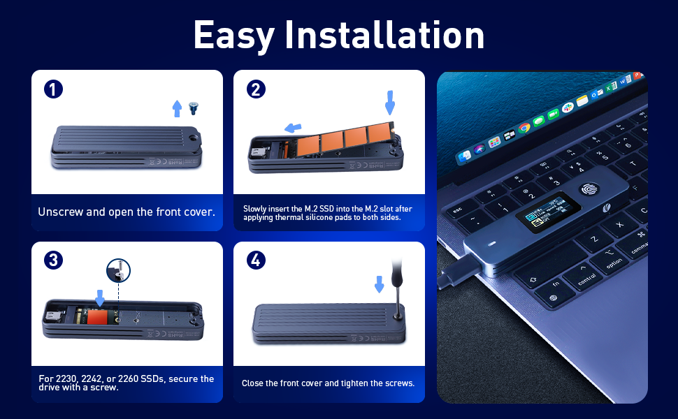 Корпус SSD-накопителя со сканером отпечатков пальцев для NVMe и SATA 10 Гбит/с