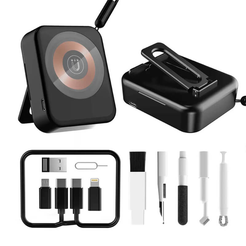 VCOM Magnetic Wireless Charger with Cleaning Kit – 3-in-1 15W Fast Charging & Device Care Set