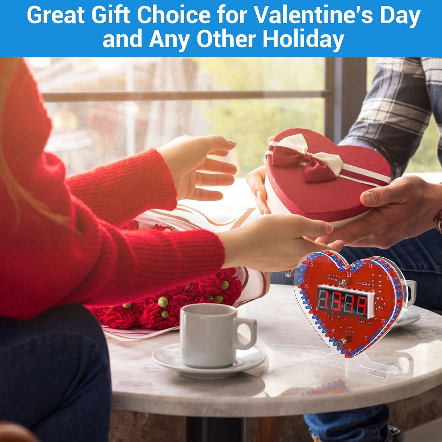 VCOM LED Heart DIY Electronic Kit – 51 Microcontroller Soldering Practice Board, Flashing Light Circuit for Beginners & STEM Education