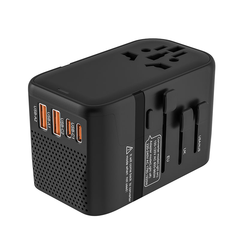 VCOM Dual Mode Travel Adapter with USB Fast Charging – For 100–240V Dual Voltage Devices