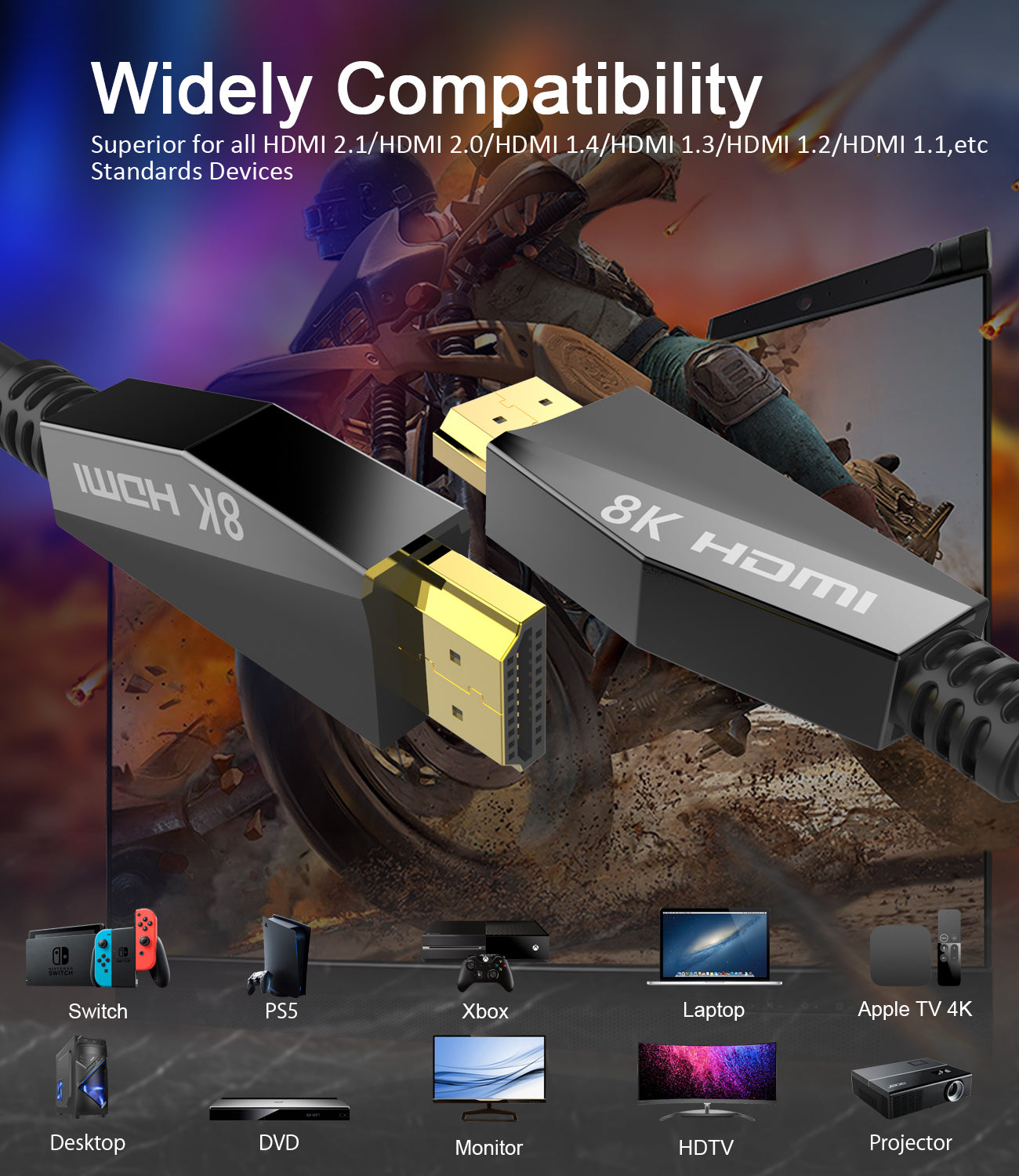 VCOM 8k@60Hz HDMI Cable