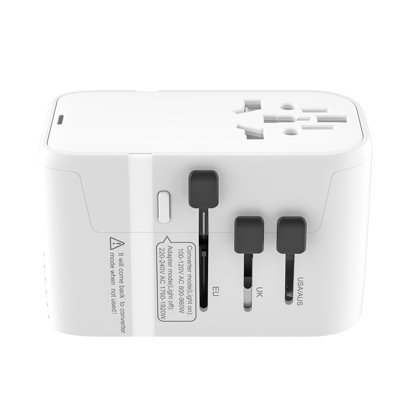 VCOM Dual Mode Travel Adapter with USB Fast Charging – For 100–240V Dual Voltage Devices