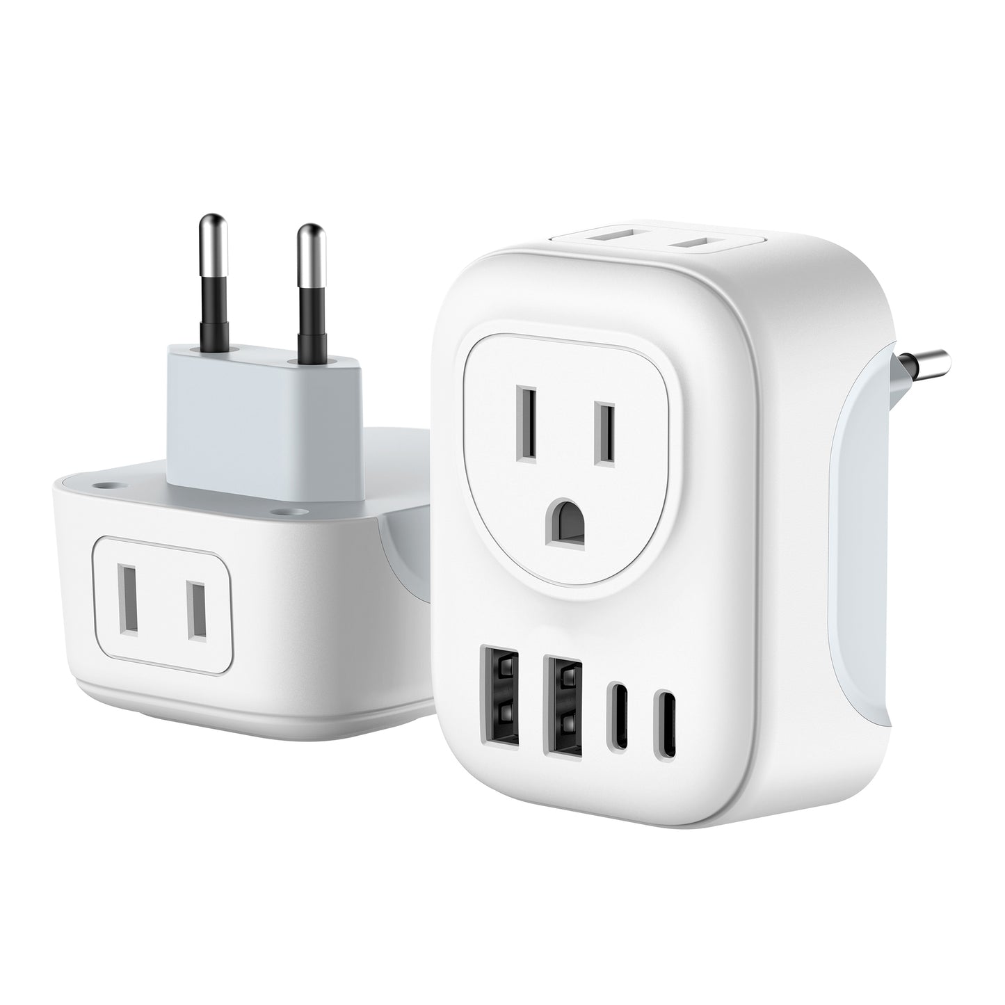 VCOM Travel Adapter Pro - 6-in-1 Compact Wall Charger (2 USB-A + 2 USB-C) w/ Safety Case