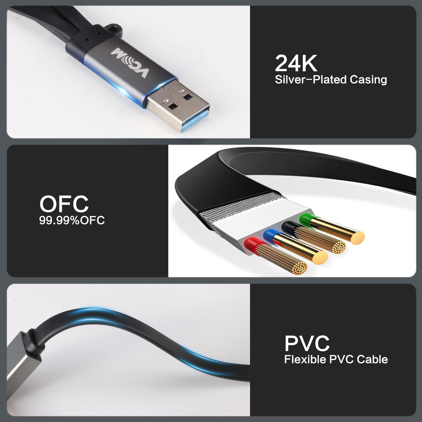 VCOM 3-in-1 Ultra Slim USB 3.0 Data Hub