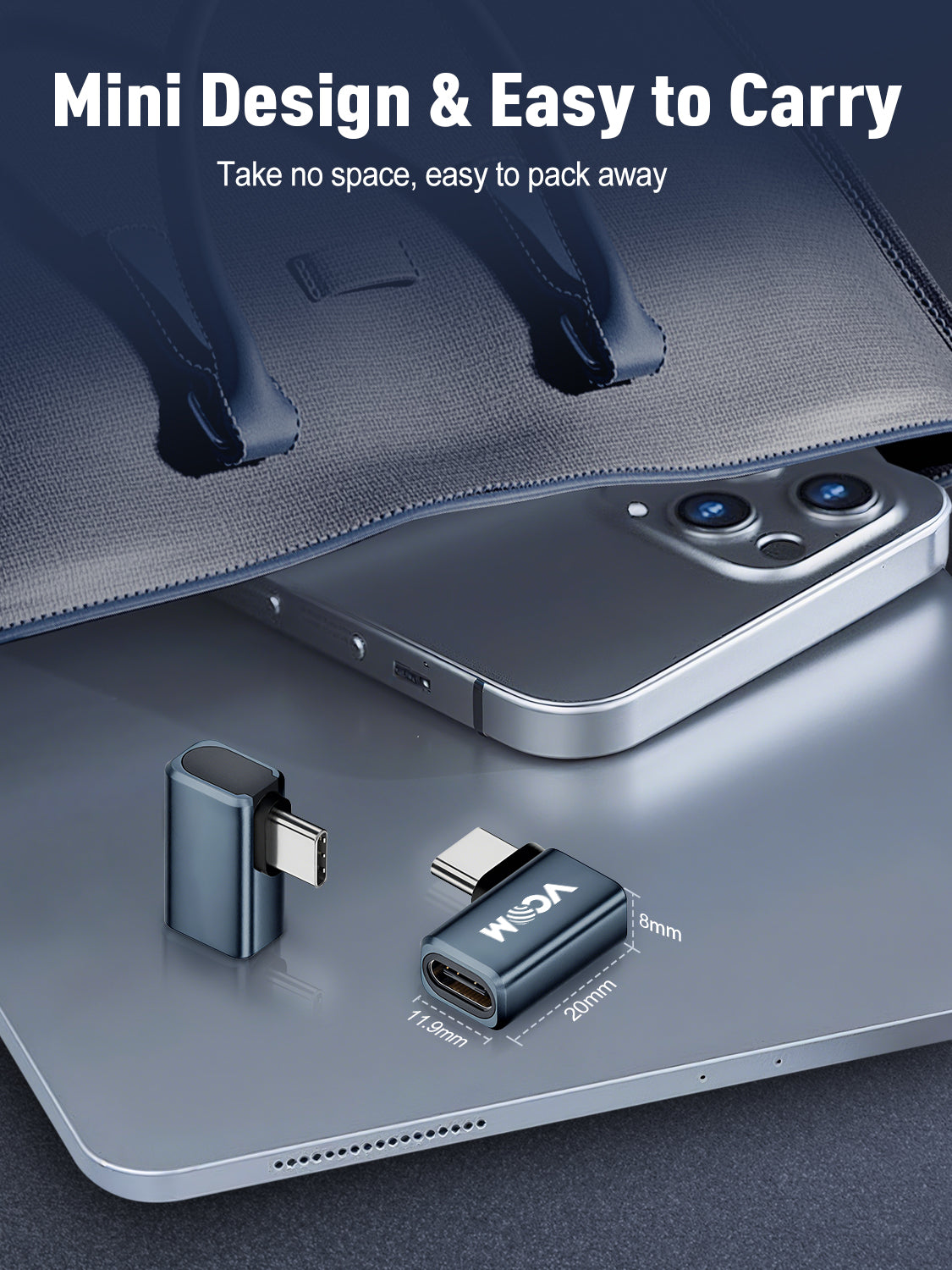 VCOM USB4 2.0 Right-Angle USB-C Adapter 80Gbps 240W PD