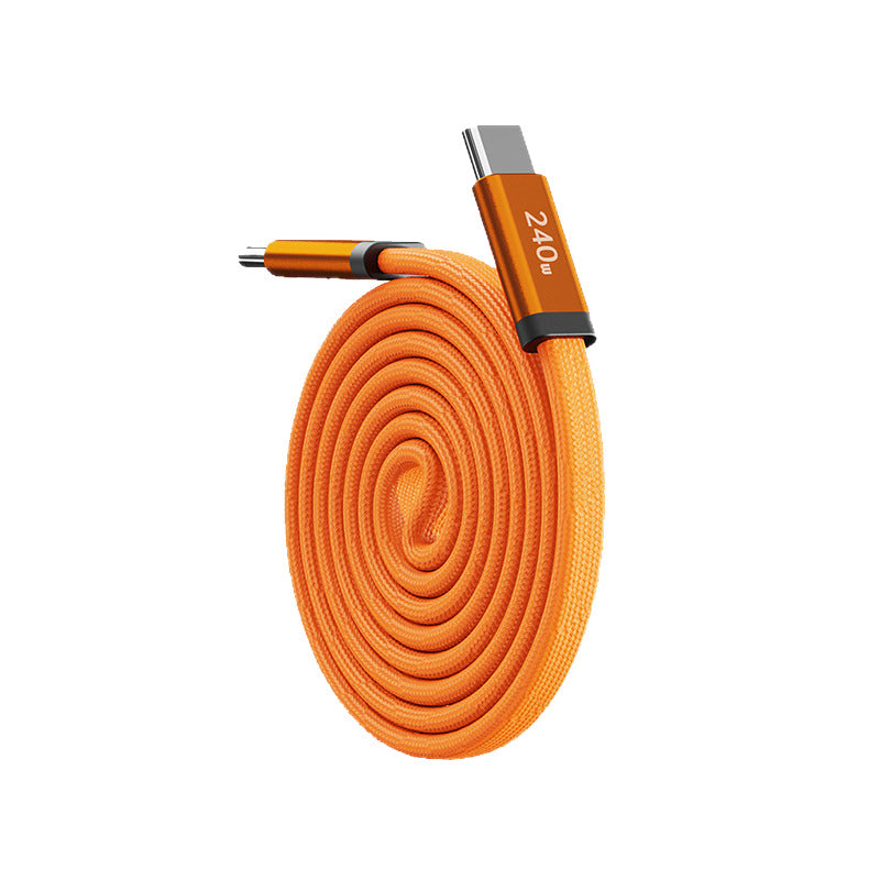 VCOM USB-C Magnetic Self-Coiling Cable 60W, Flat USB-C to USB-C Charging Cable 480Mbps Data Transfer, 1.2m (Orange)