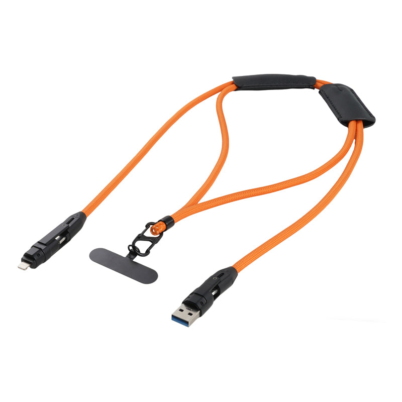 VCOM USB2.0 Neck Strap Charging Cable, 100W 480Mbps Dual USB-C & Lightning