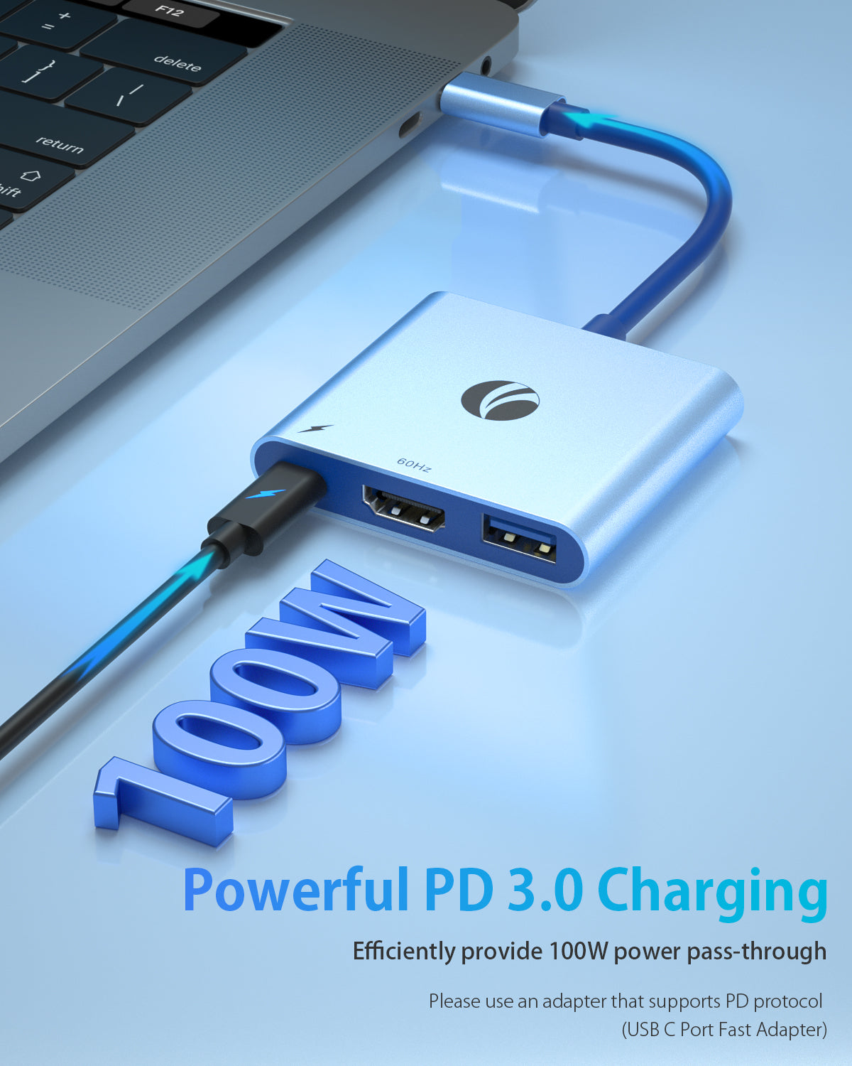 VCOM 3-in-1 4K HDMI Charging Port USB-C Hub