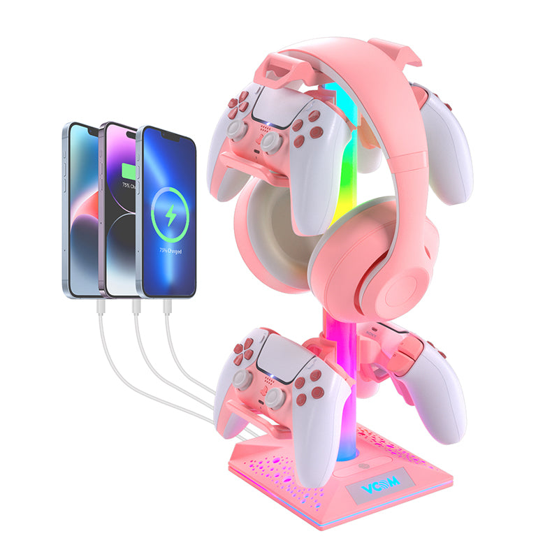 VCOM RGB Headphones Stand with hub-pink