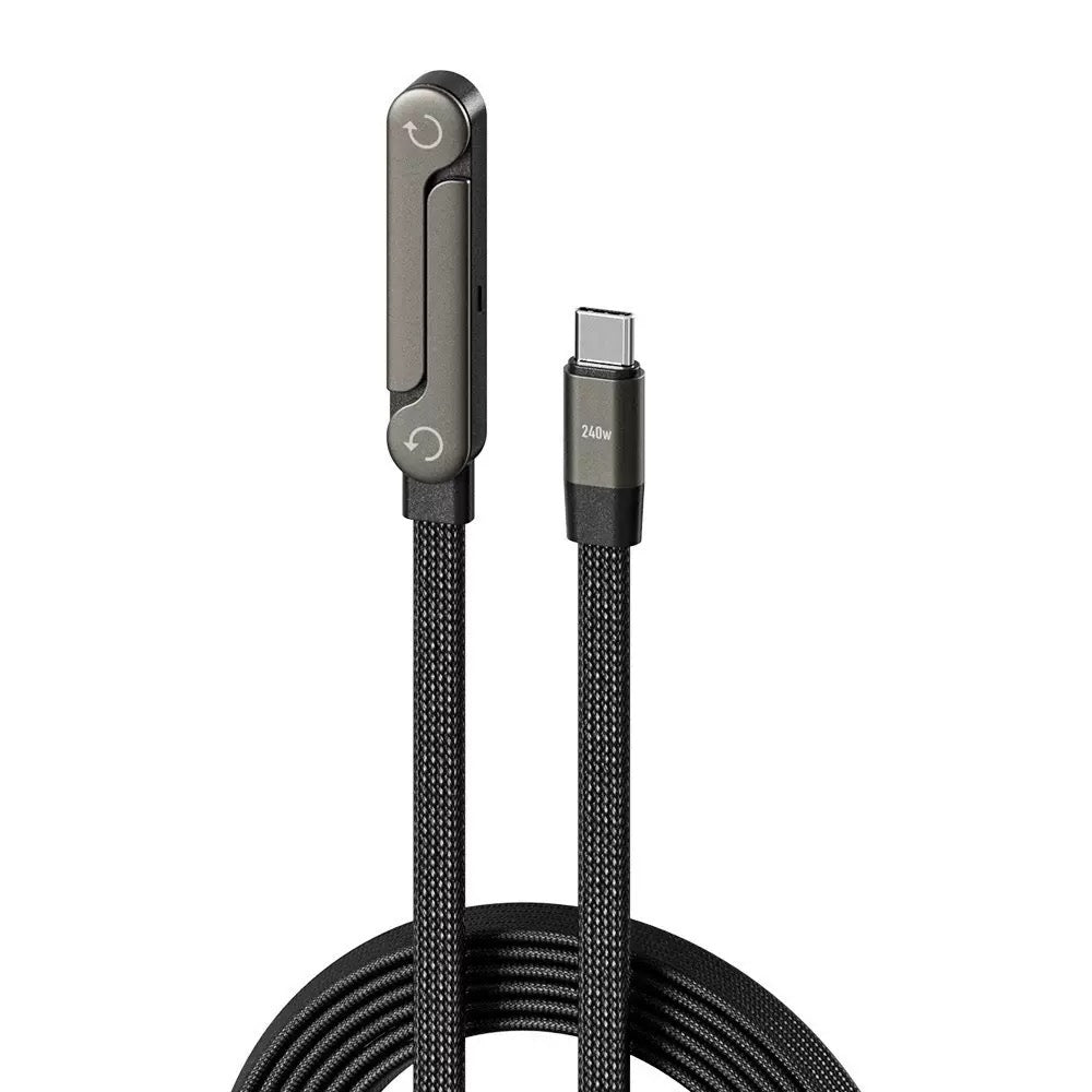 VCOM USB-C to USB-C 240W Fast Charging Cable with 360° Rotating Stand, 90° Angled Connector, 480Mbps Data Transfer