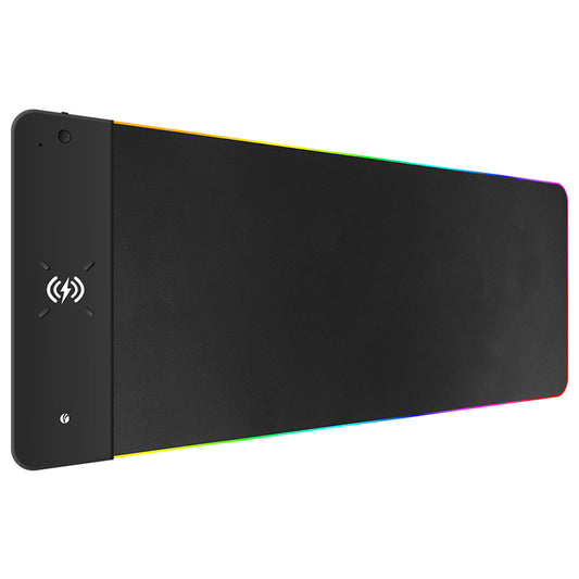 VCOM RGB Gaming Mouse Pad with 15W Wireless Charging, XL Desk Mat 800×300mm with LED Lights, Non-Slip Base for Laptop, PC, Mac