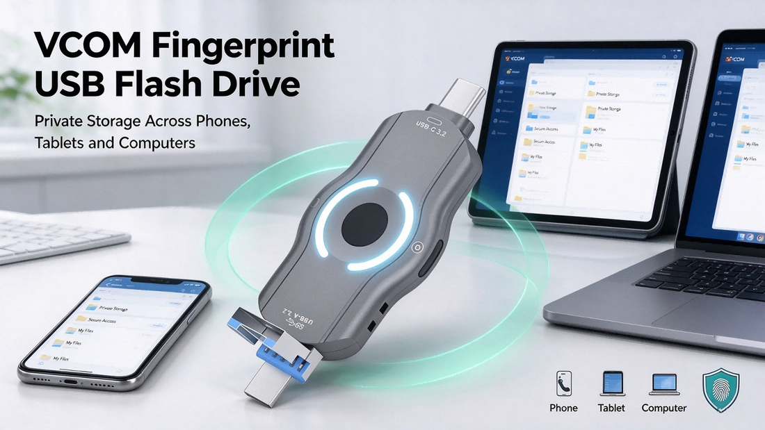 VCOM Fingerprint USB Flash Drive: Private Storage Across Phones, Tablets and Computers