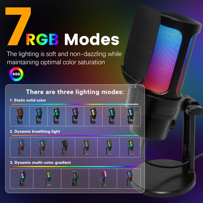 VCOM RGB USB Microphone-Black