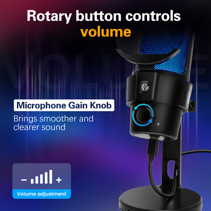 VCOM RGB USB Microphone-Black