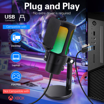 VCOM RGB USB Microphone-Black