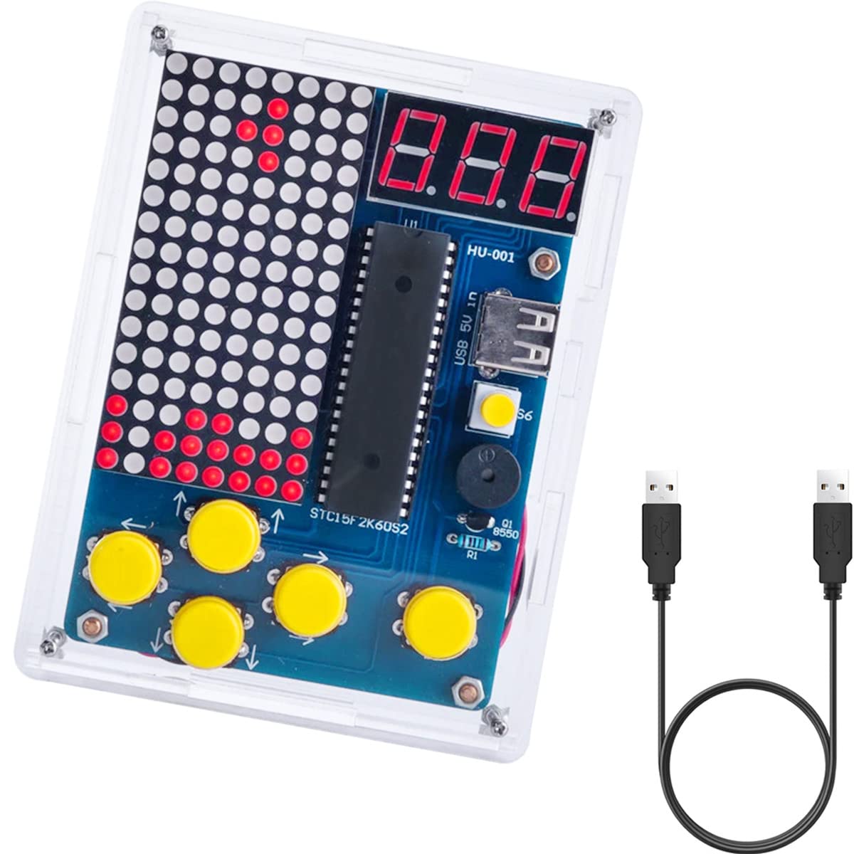 DIY Pixel Handheld Game Console Kit – Retro Mini Game Console Soldering Project with STC Microcontroller for STEM Learning