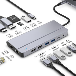 VCOM 14-in-1 USB-C Hub with 4K HDMI and DisplayPort Adapter, 100W PD, and Gigabit Ethernet