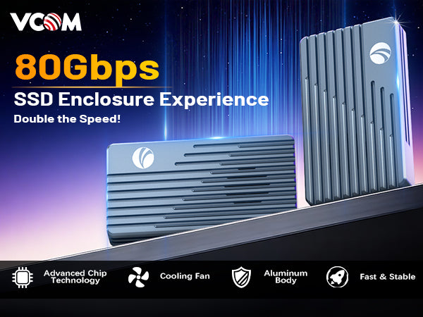 VCOM Thunderbolt 5 NVMe SSD Enclosure – 80Gbps M.2 2280 External Storage Case with Fan
