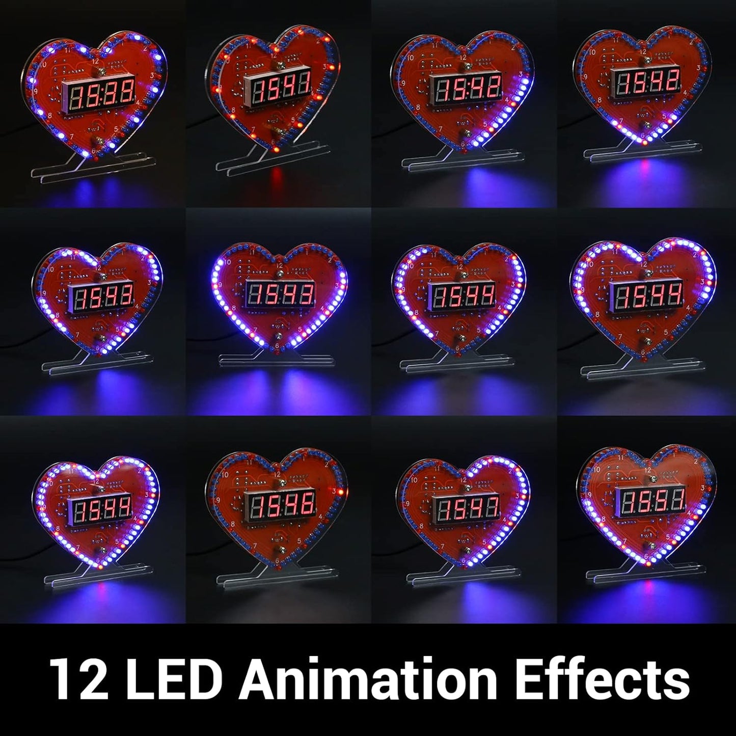 VCOM LED Heart DIY Electronic Kit – 51 Microcontroller Soldering Practice Board, Flashing Light Circuit for Beginners & STEM Education