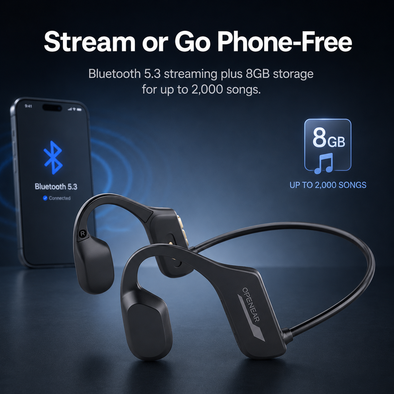 VCOM AquaBeat Pro – водонепроницаемые наушники с костной проводимостью IP68, памятью 8 ГБ и Bluetooth 5.3