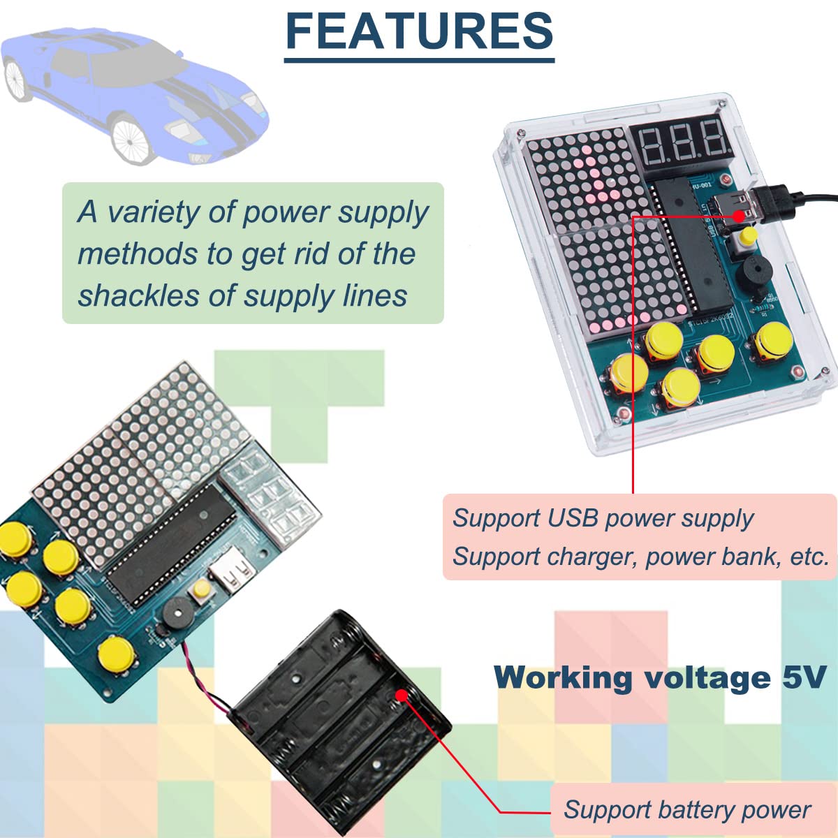 DIY Pixel Handheld Game Console Kit – Retro Mini Game Console Soldering Project with STC Microcontroller for STEM Learning