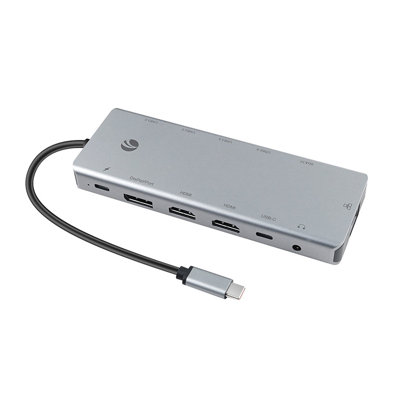 VCOM 13-in-1 USB-C Docking Station Dual HDMI 4K – Type-C Hub with DisplayPort, Gigabit Ethernet, 100W PD Charging, SD/TF Card Reader, USB 3.0 Ports