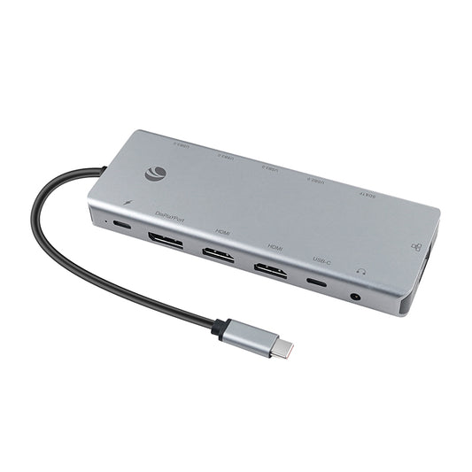 VCOM 13-in-1 USB-C Docking Station Dual HDMI 4K – Type-C Hub with DisplayPort, Gigabit Ethernet, 100W PD Charging, SD/TF Card Reader, USB 3.0 Ports
