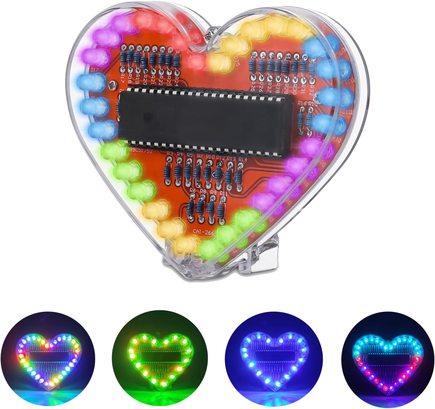 VCOM LED Heart DIY Electronic Kit – 51 Microcontroller Soldering Practice Board, Flashing Light Circuit for Beginners & STEM Education