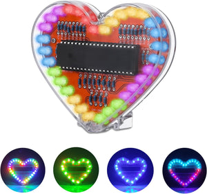 VCOM LED Heart DIY Electronic Kit – 51 Microcontroller Soldering Practice Board, Flashing Light Circuit for Beginners & STEM Education