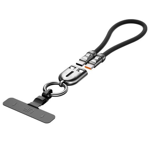 VCOM 240W USB-C Lanyard Charging Cable – 3-in-1 Hollow Neck Strap Cable, 480Mbps Data Transfer, Nylon Braided Fast Charging Cable for Phone & Laptop