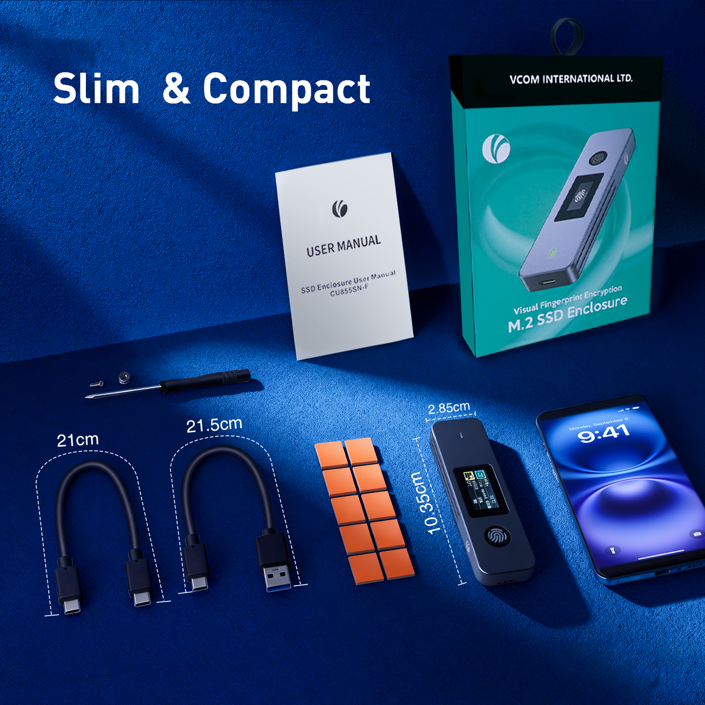 Корпус SSD-накопителя со сканером отпечатков пальцев для NVMe и SATA 10 Гбит/с