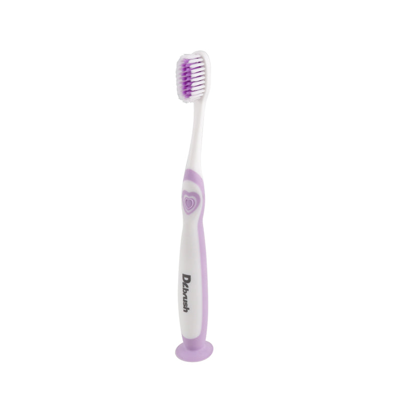 VCOM Kids Toothbrush Set for Ages 6–12 (4 Pack) – Ultra-Fine Antibacterial Bristles, Suction Cup Base Stand-Up Toothbrush with Tongue Cleaner for School-Age Children
