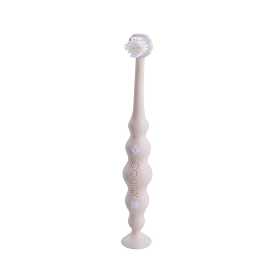 VCOM Suction Cup Toddler Toothbrush Set for Ages 1–3 (4 Pack) – Ultra-Fine Antibacterial Bristles, Stand-Up Baby Toothbrush with Flexible Bendable Handle for Kids Oral Care