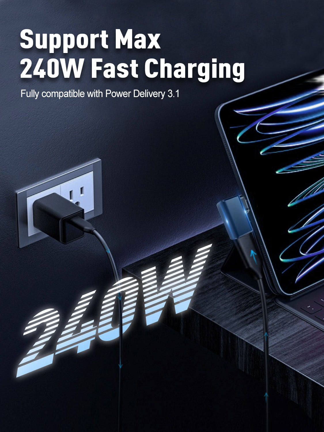 VCOM USB4 2.0 Right-Angle USB-C Adapter 80Gbps 240W PD