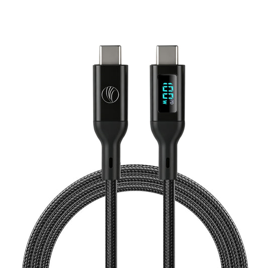 USB-C 100W Magnetic Self-Coiling Cable with Digital Display, USB-C to USB-C Fast Charging Cable, 480Mbps Data Transfer
