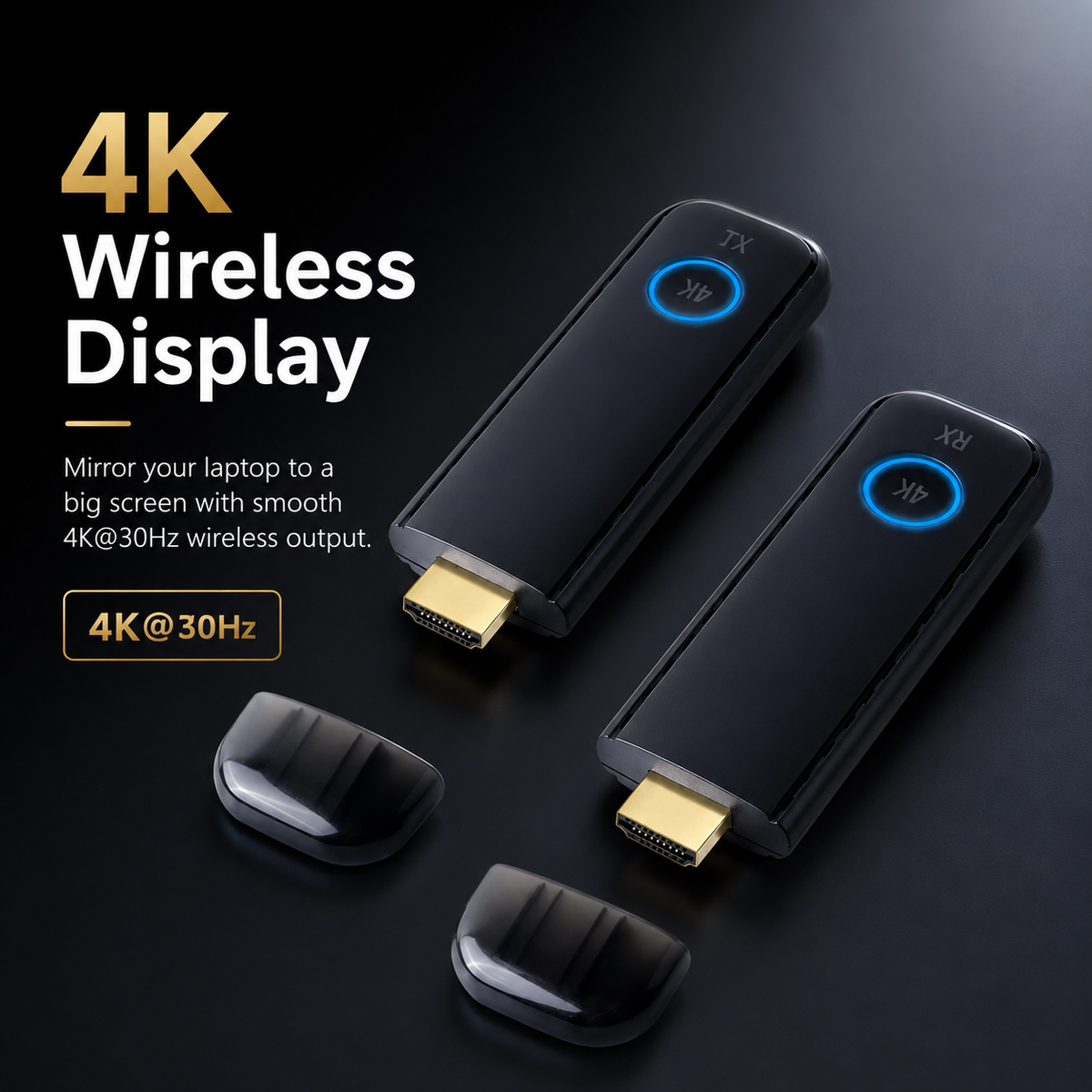 VCOM 4K Wireless ScreenCast HDMI Display Kit (5GHz, Plug & Play)